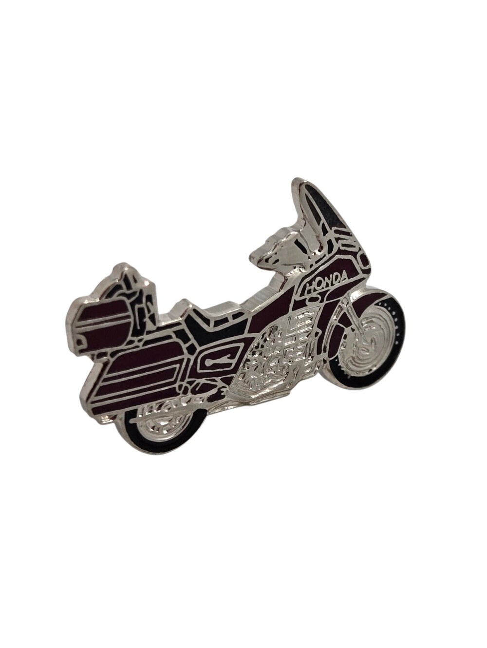 Vintage Honda Gold Wing Motorcycle Enamel Lapel Pin Silver Tone Biker Souvenir